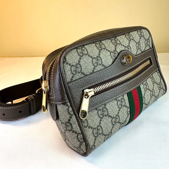 Gucci GG Supreme Monogram Ophidia Belt Bag & Leather Sz 85/34 Italy box dustbag - Picture 3 of 16